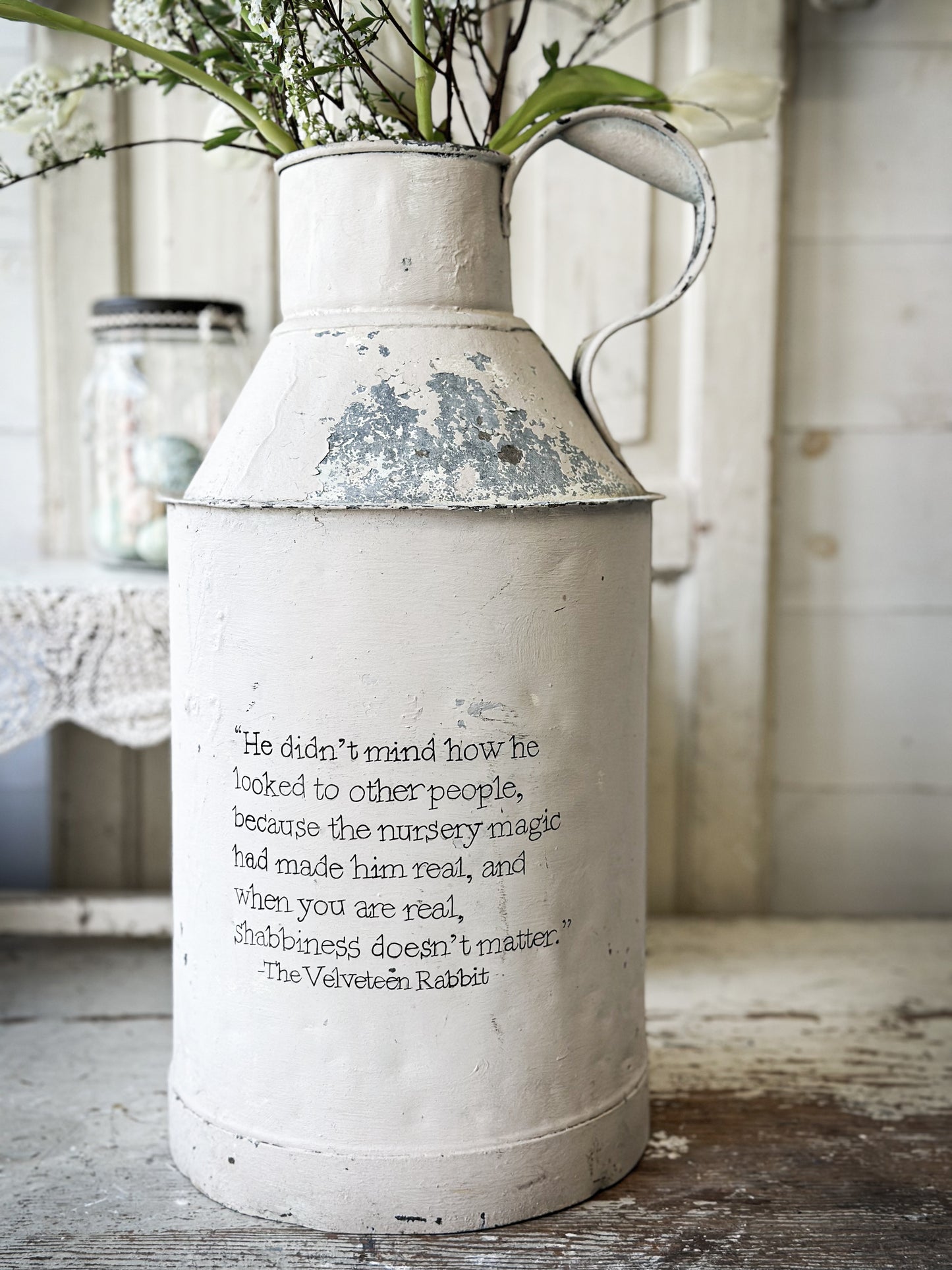 A lovely antique French tin milk churn