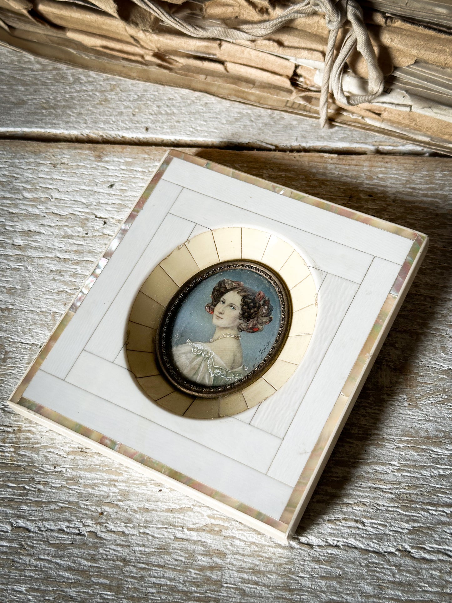 A French framed miniature watercolour