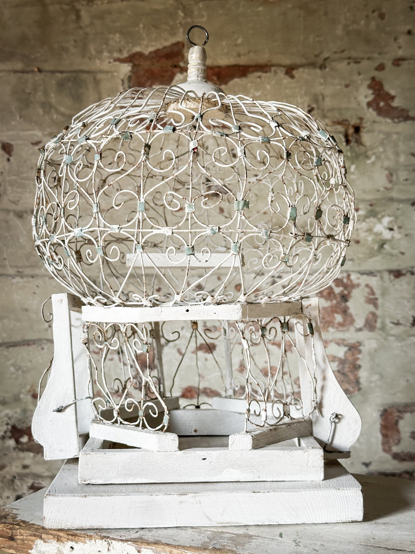 A lovely French vintage wire Balloon bird cage