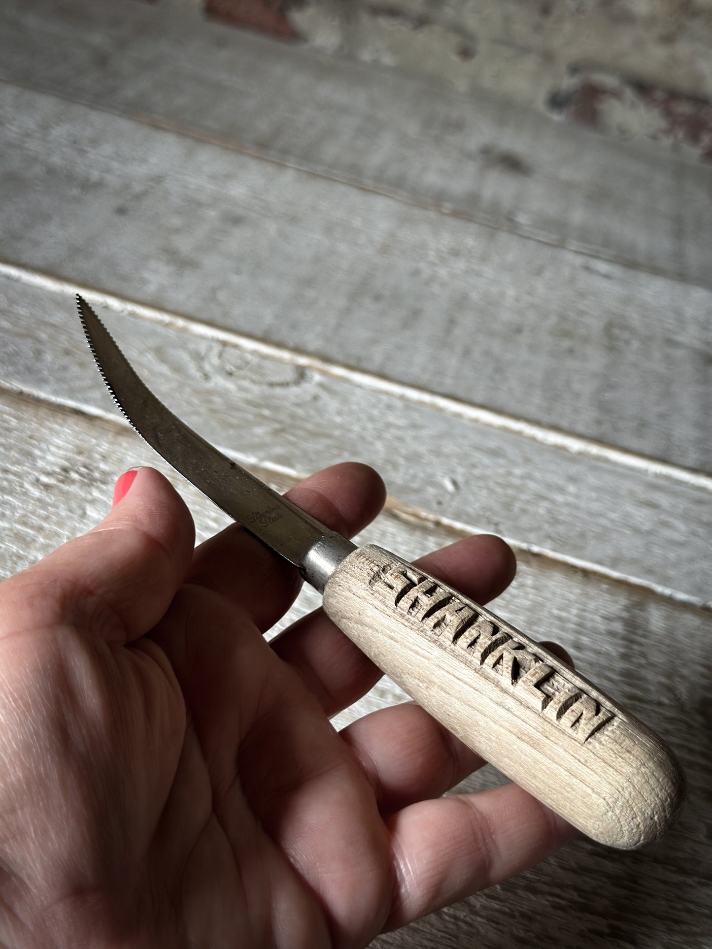 Vintage Treen Grapefruit Knife – wooden Hand-Carved Shanklin Isle of Wight Souvenir