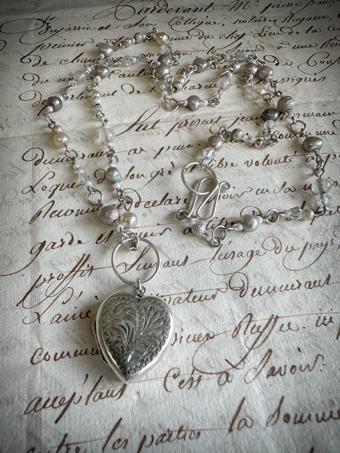 Found Object Vintage Silver Heart Locket Necklace by Jealous Moon Jewellery