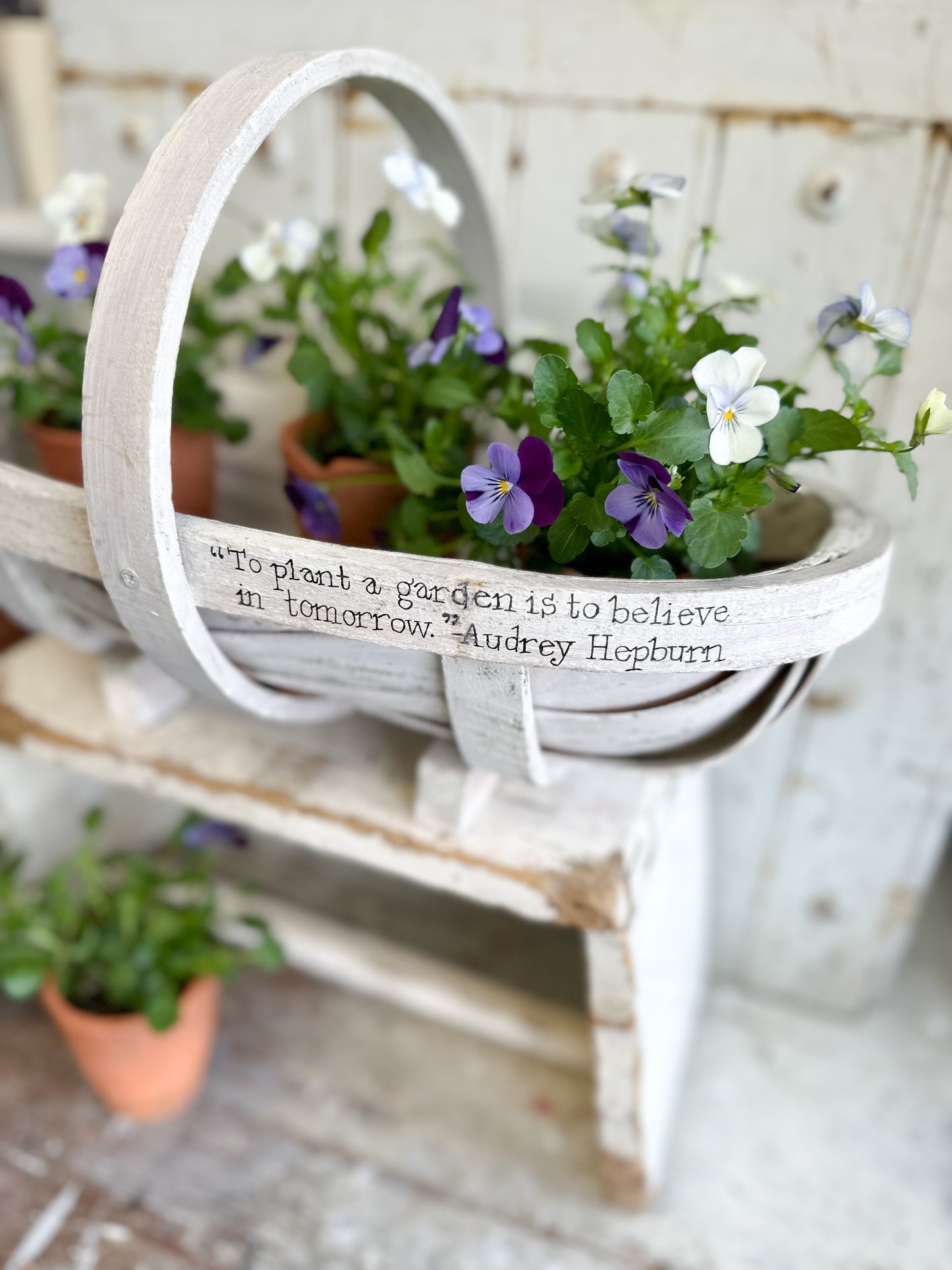 “To Plant a Garden” Hand Painted Sussex Trug