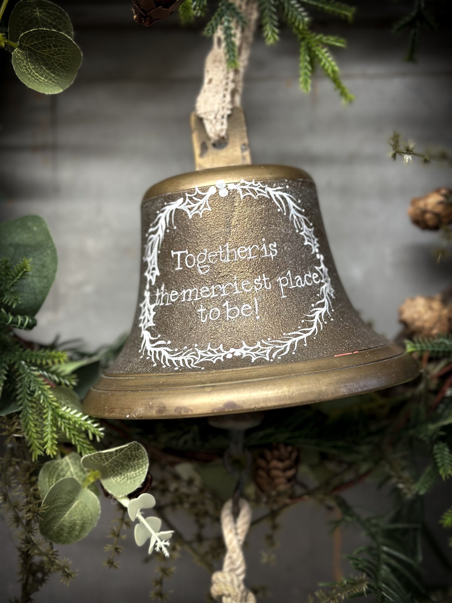 A Large Antique Brass Ship’s Bell With Christmas Quote