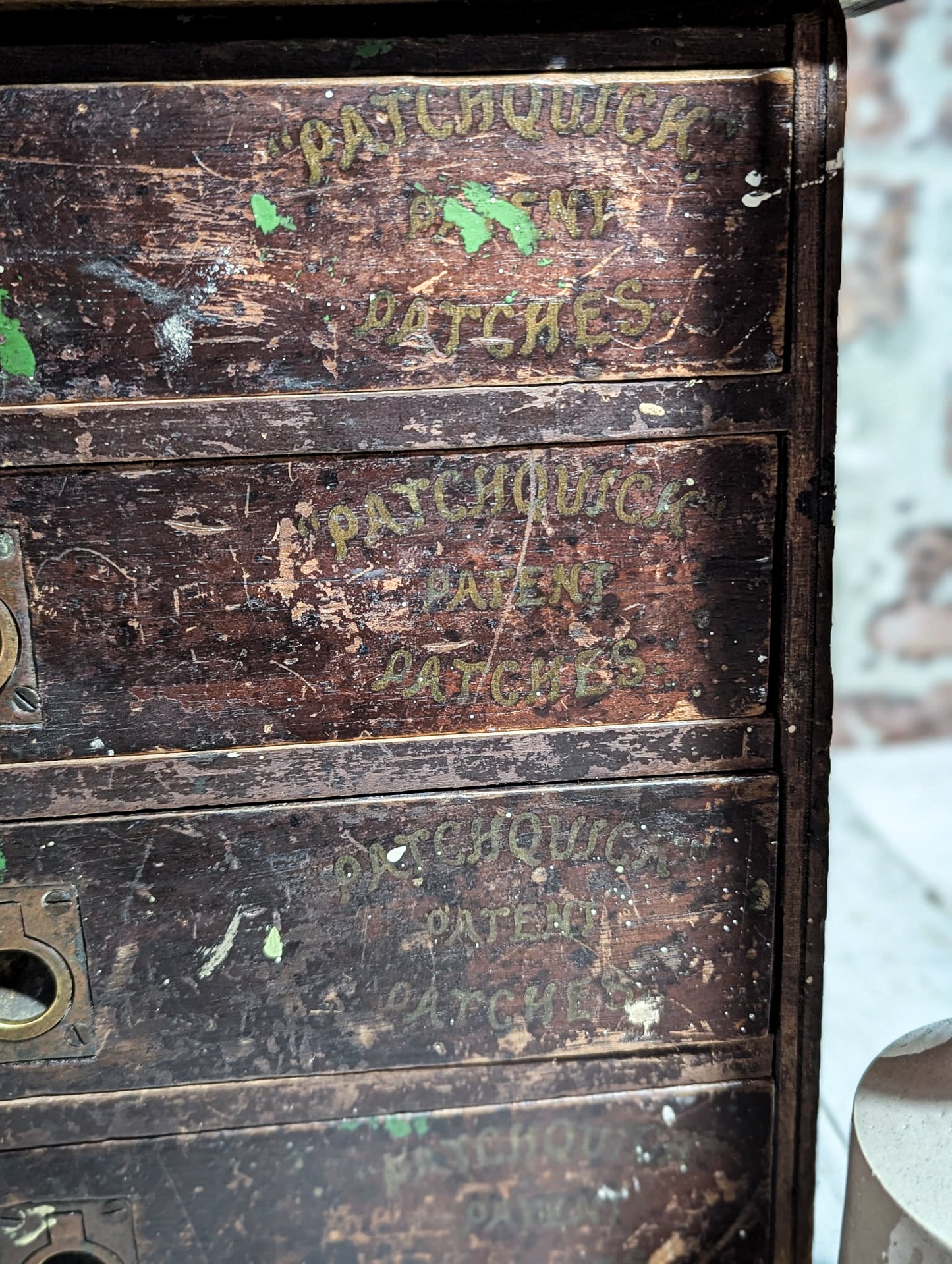 A Wonderful Antique Bicycle Shop Repair Kit Advertising Mini Drawers