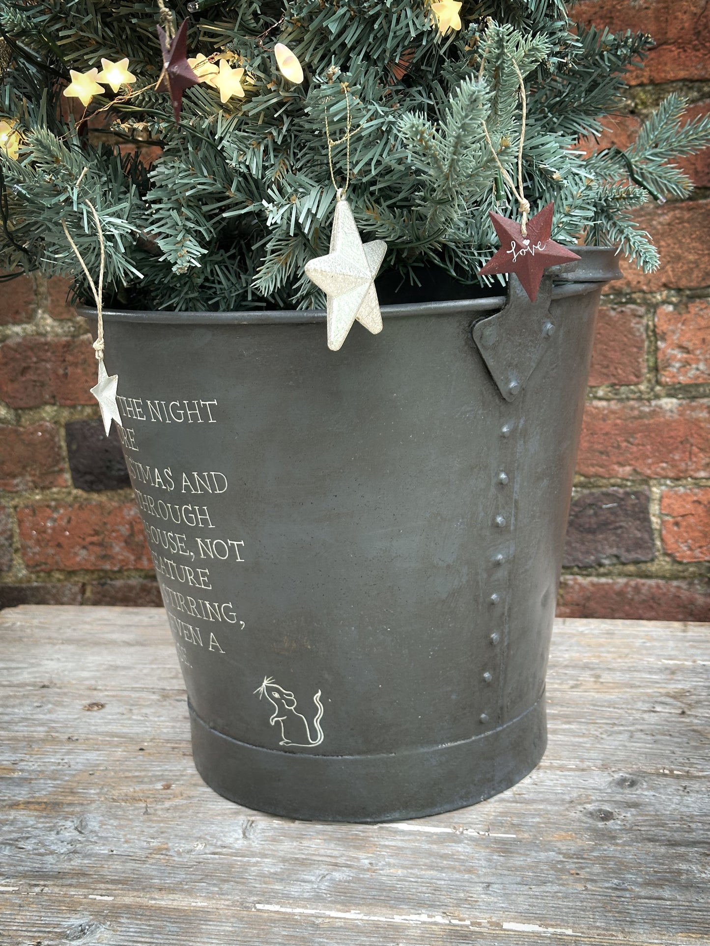 A beautiful heirloom vintage galvanised bucket hand painted using traditional sign writer’s techniques and materials