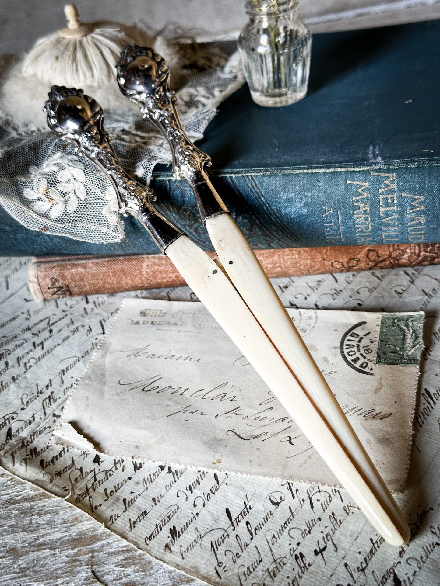 A Gorgeous pair of Hallmarked Silver and Bone Glove Stretchers