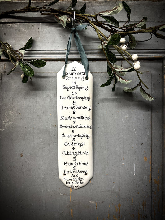 Twelve Days of Christmas Ironstone Door Plate Hanger