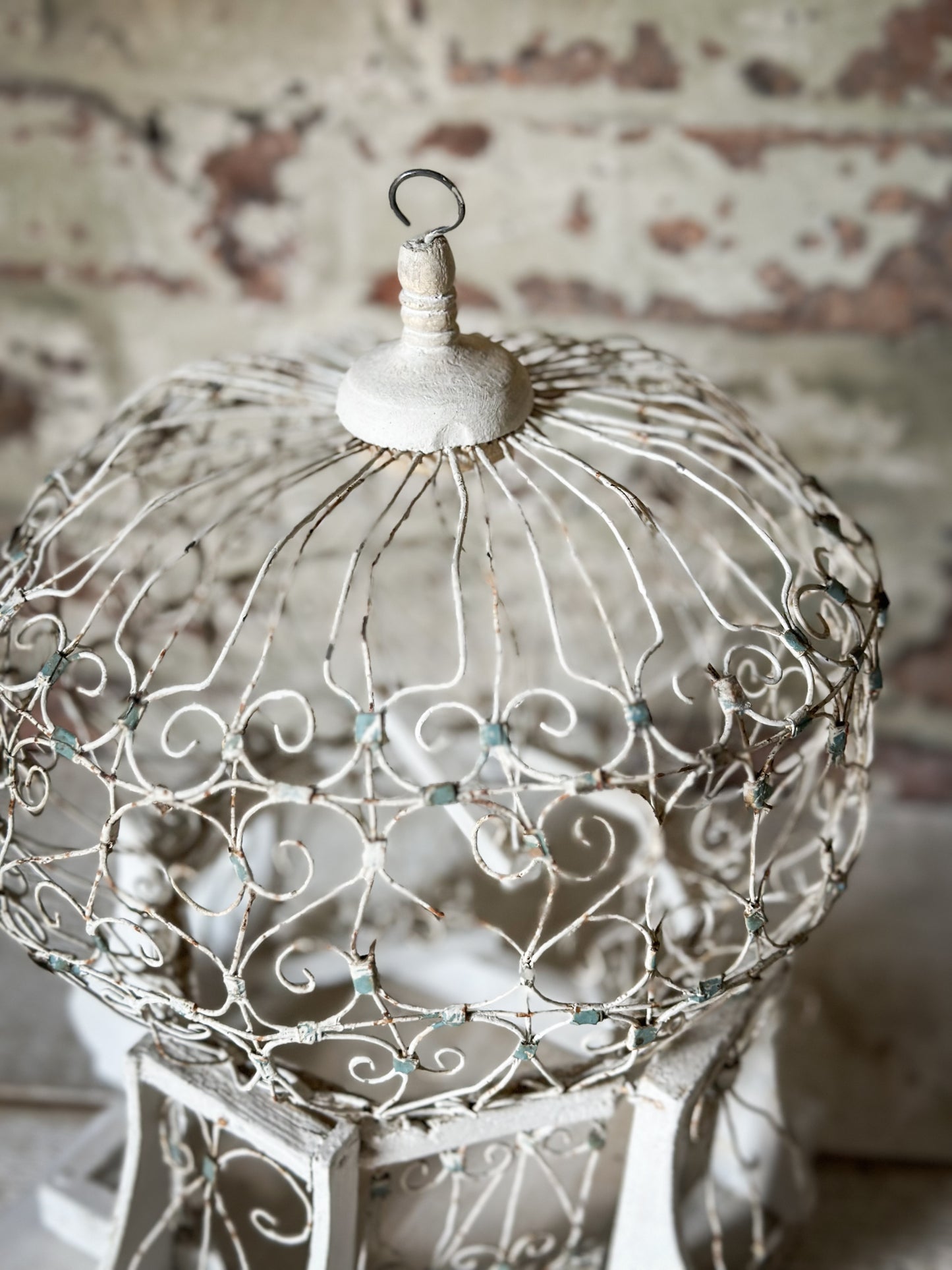 A lovely French vintage wire Balloon bird cage