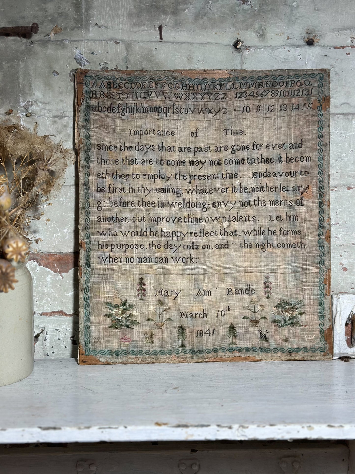 A Really Pretty Antique Sampler Dated and signed