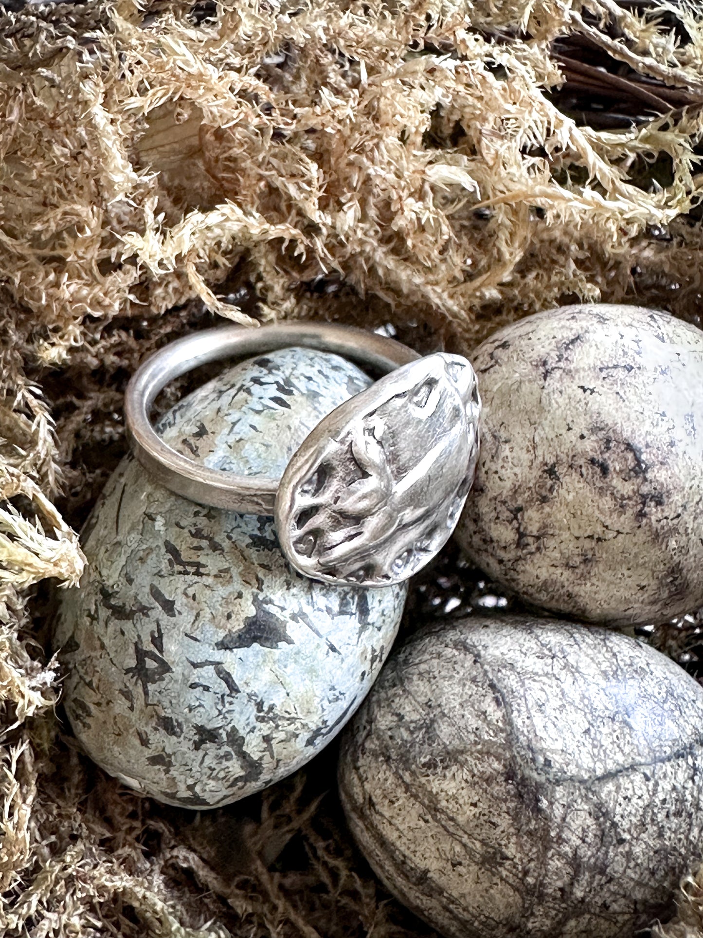 Moonlit Rabbit Ring – Handcrafted .999 Fine Silver