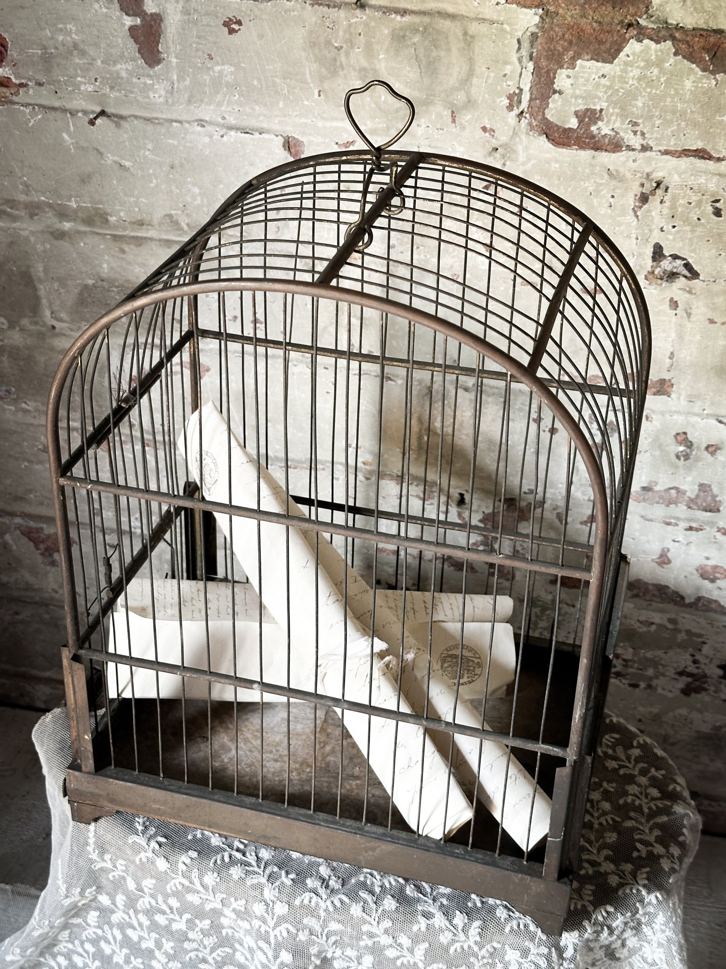 Antique Victorian brass bird cage