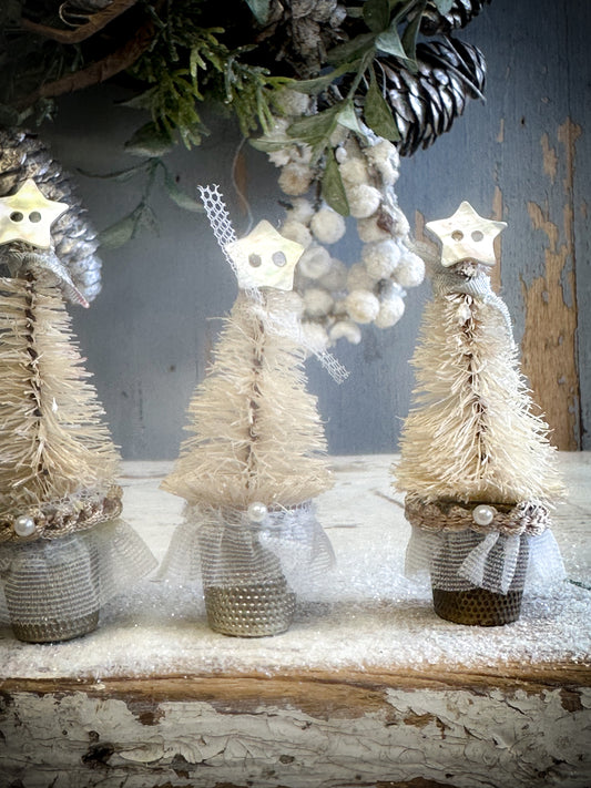 A Handmade Vintage Thimble Christmas tree Decoration “Tulle Trim”