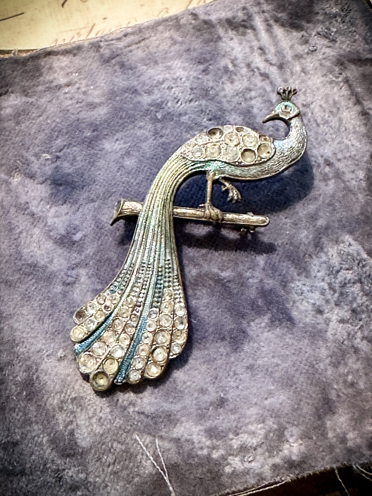 Art Deco peacock brooch