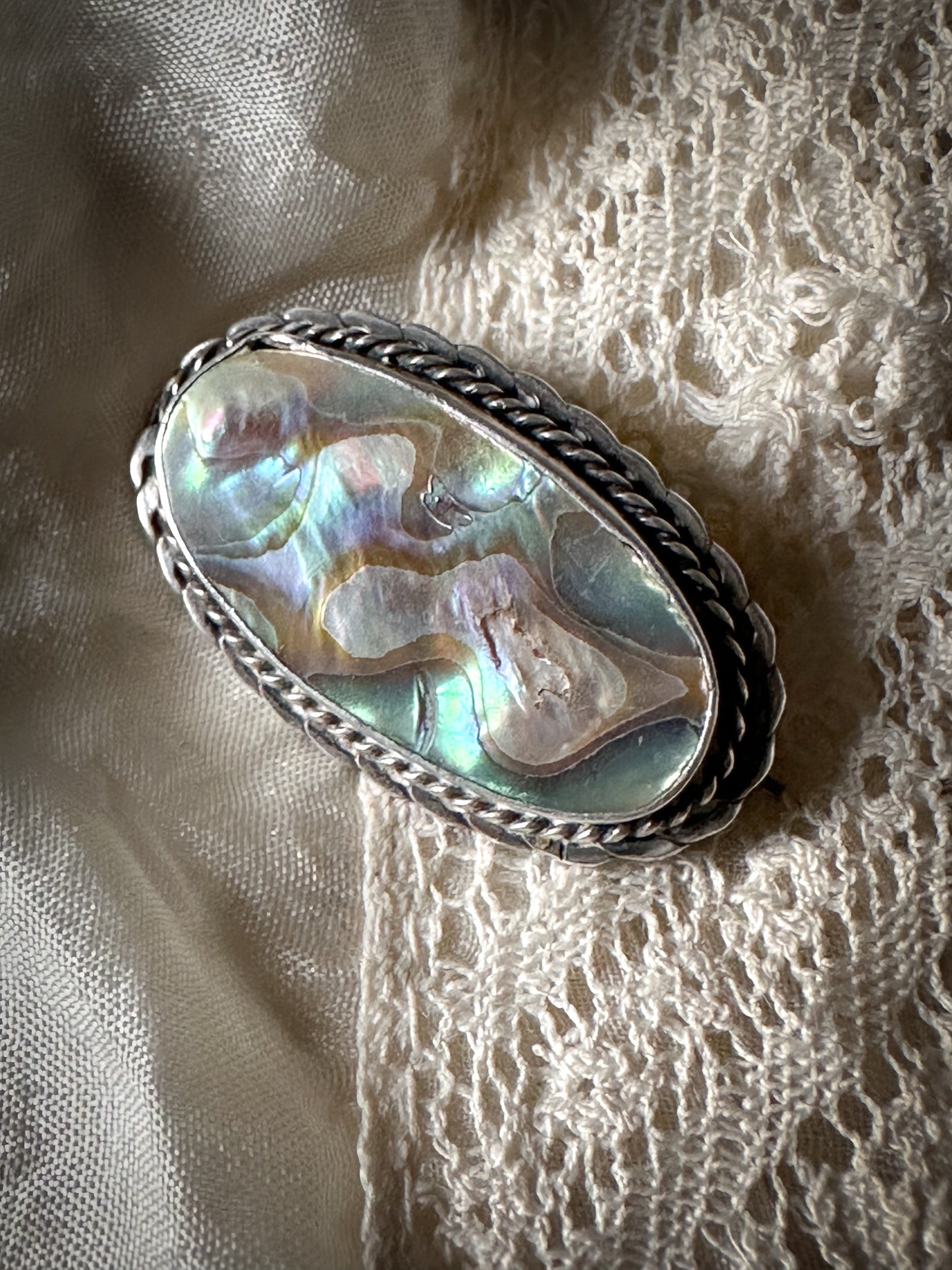 Antique Silver Abalone brooch