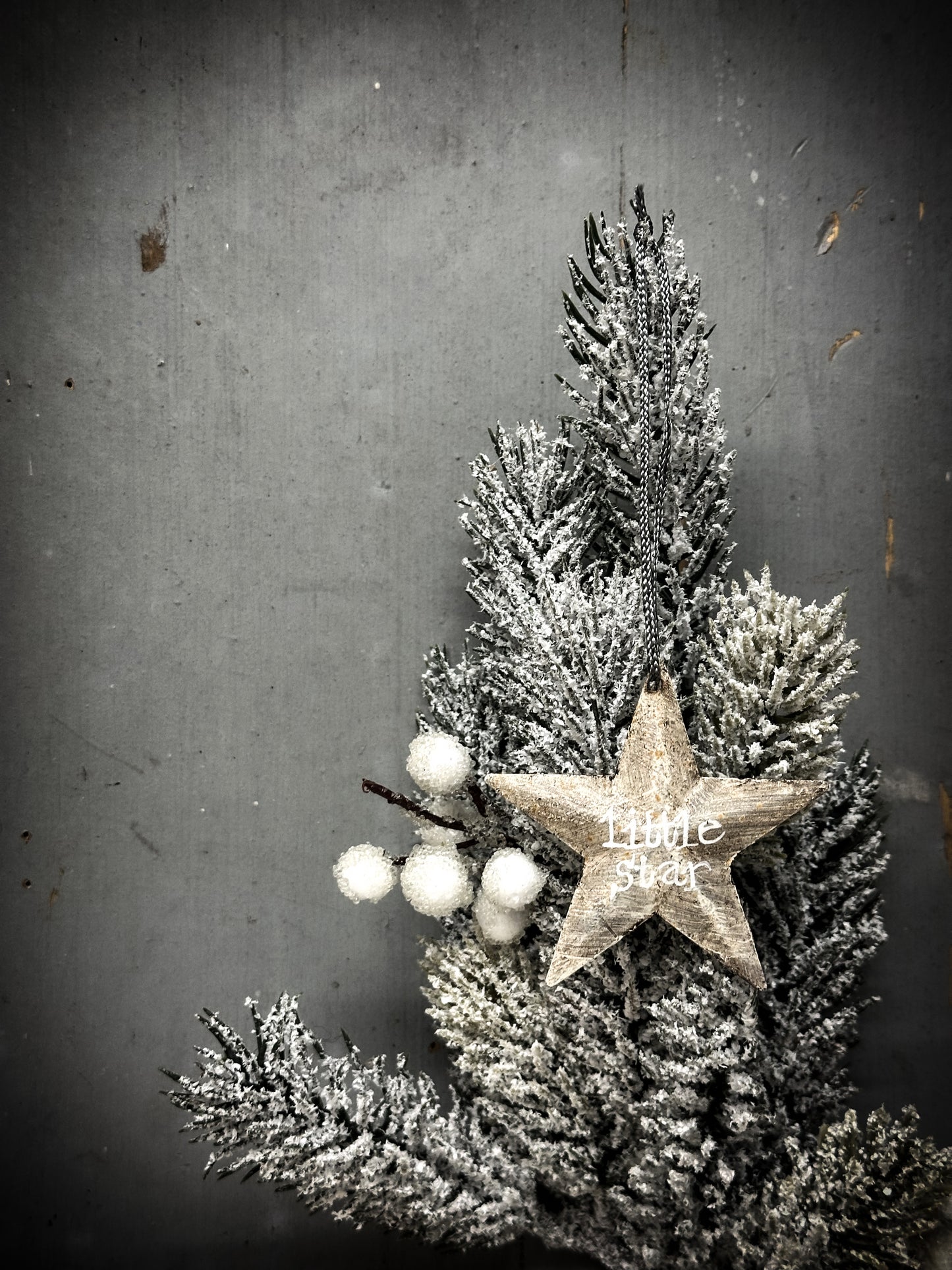 A medium Grey Tin Barn Star Christmas Decoration “Little Star”