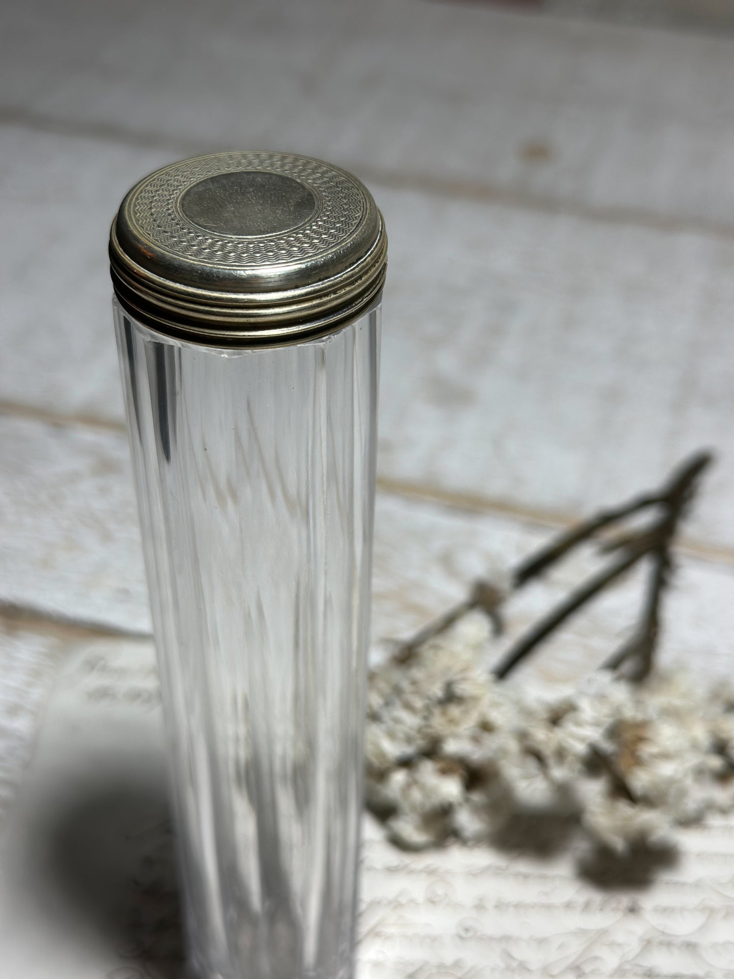 An Art Deco Glass Hatpin bottle