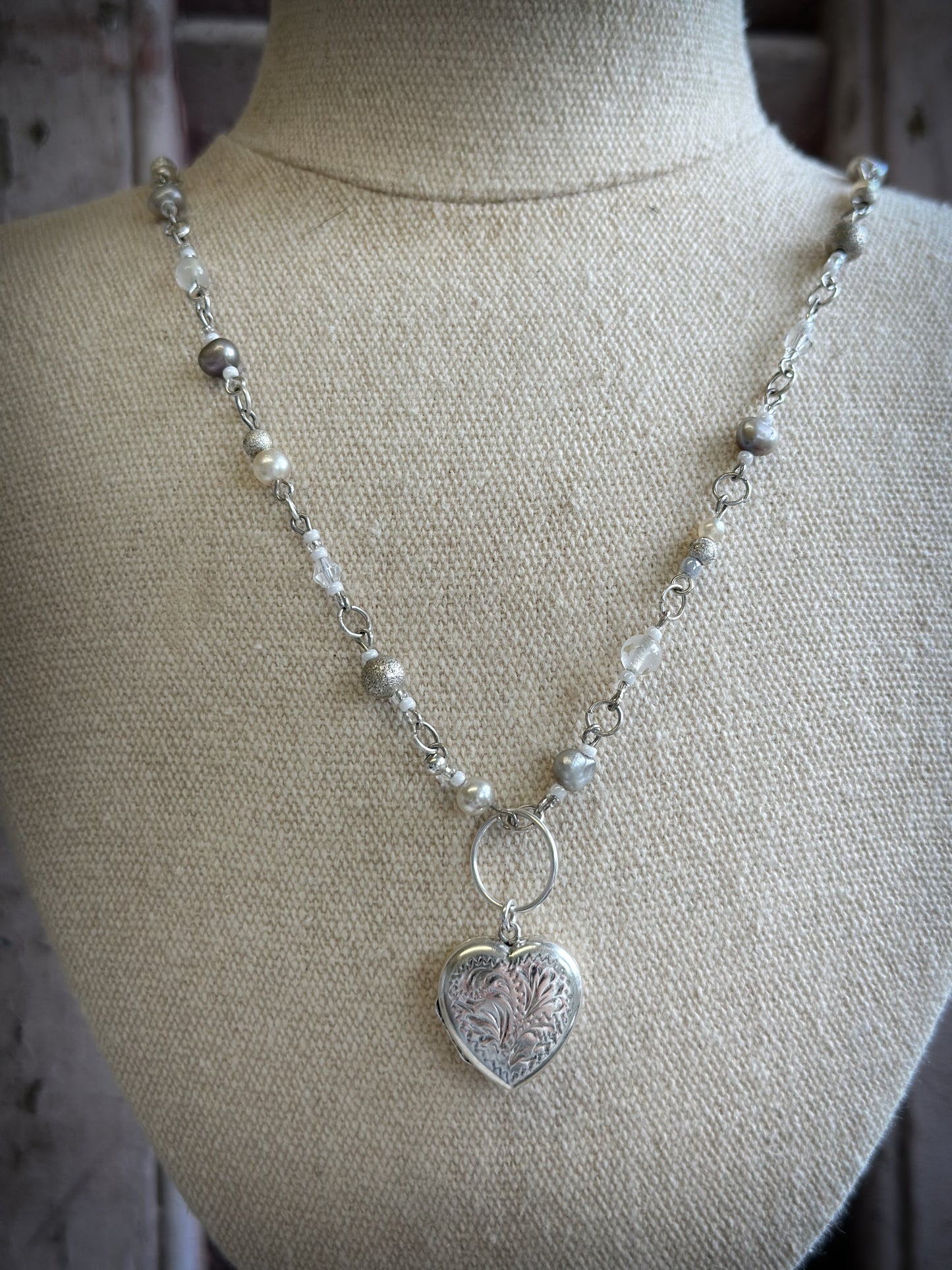 Found Object Vintage Silver Heart Locket Necklace by Jealous Moon Jewellery