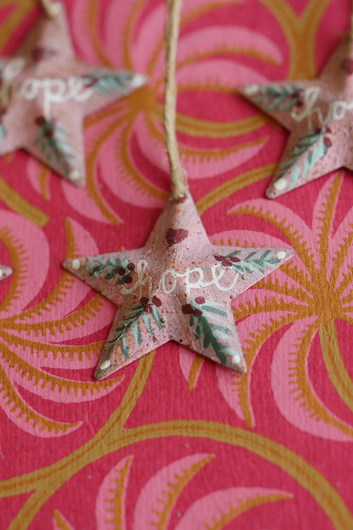 Hand Painted Folk Art Pressed Tin Barn Stars – Hope