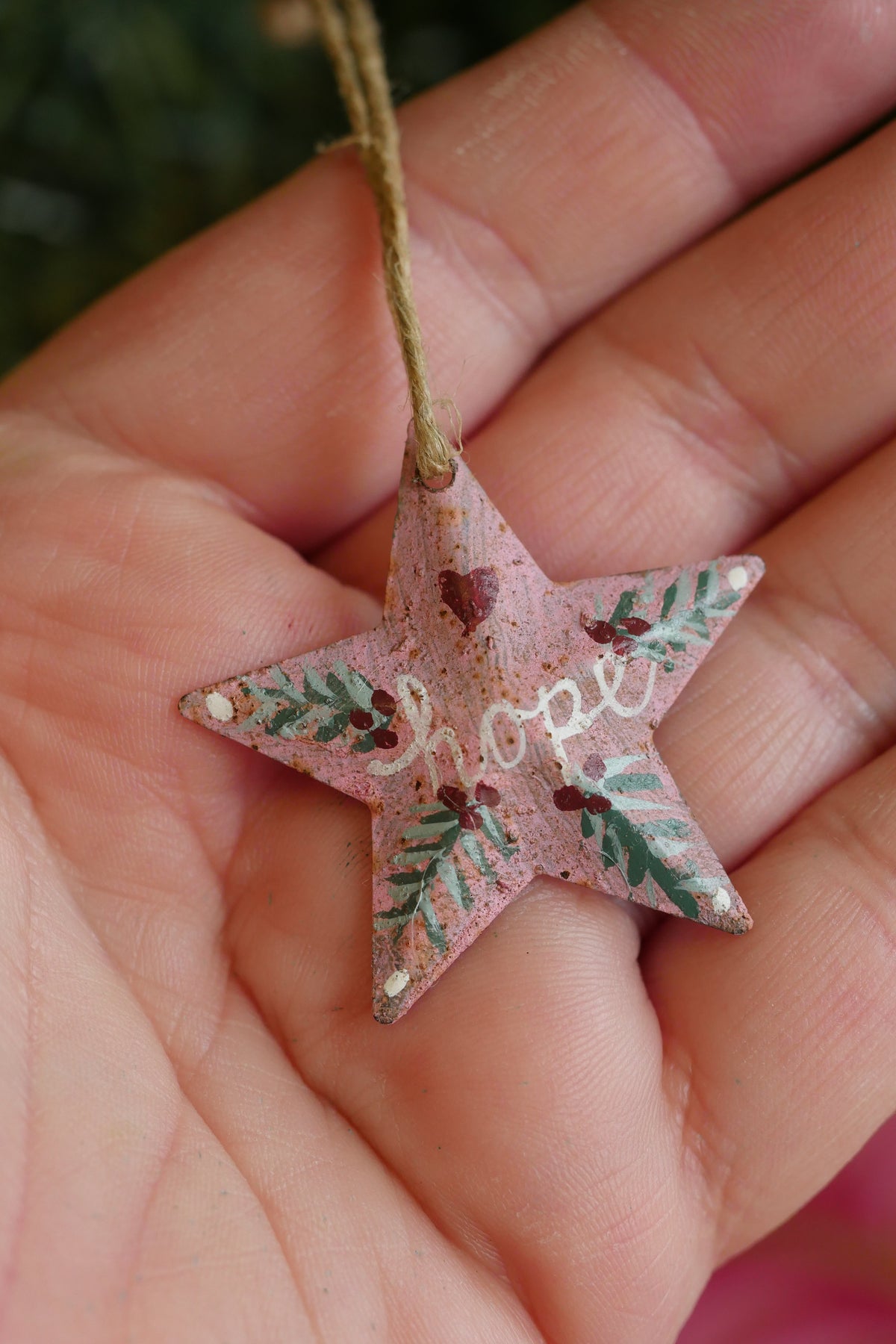 Hand Painted Folk Art Pressed Tin Barn Stars – Hope