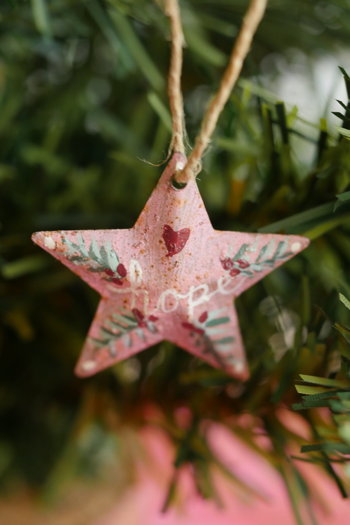 Hand Painted Folk Art Pressed Tin Barn Stars – Hope