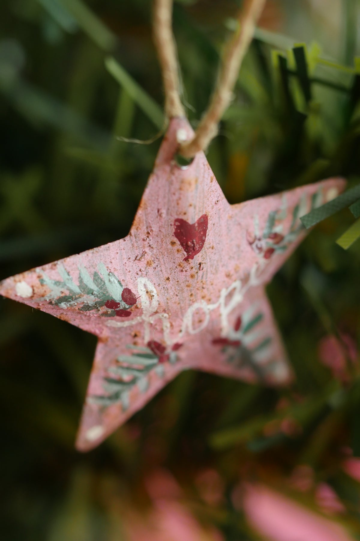 Hand Painted Folk Art Pressed Tin Barn Stars – Hope
