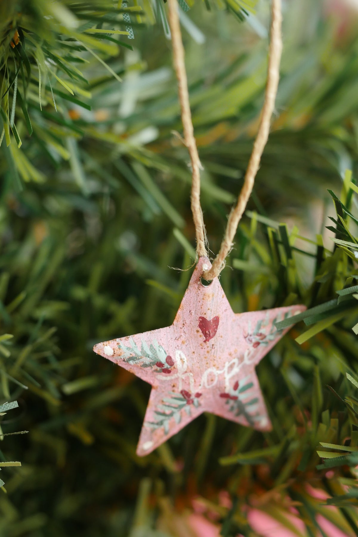 Hand Painted Folk Art Pressed Tin Barn Stars – Hope