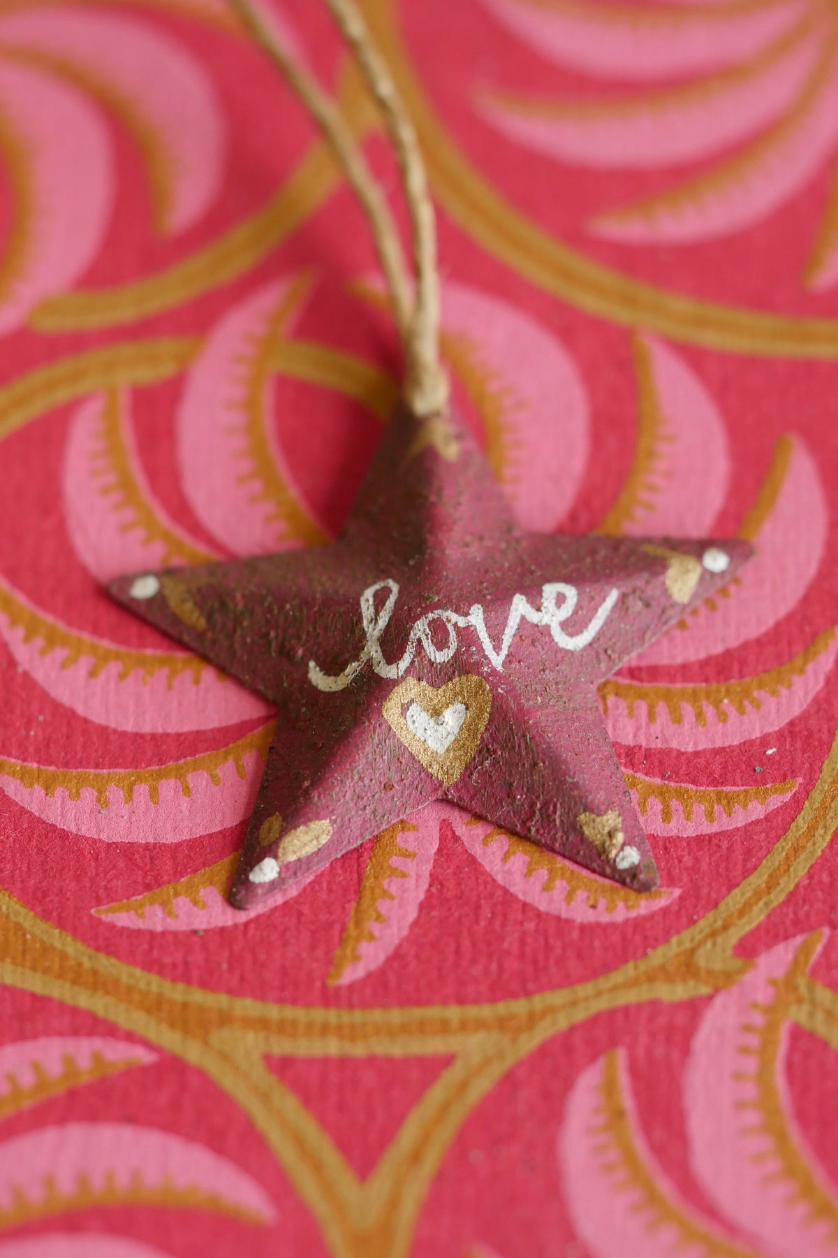 Hand Painted Folk Art Pressed Tin Barn Stars – love
