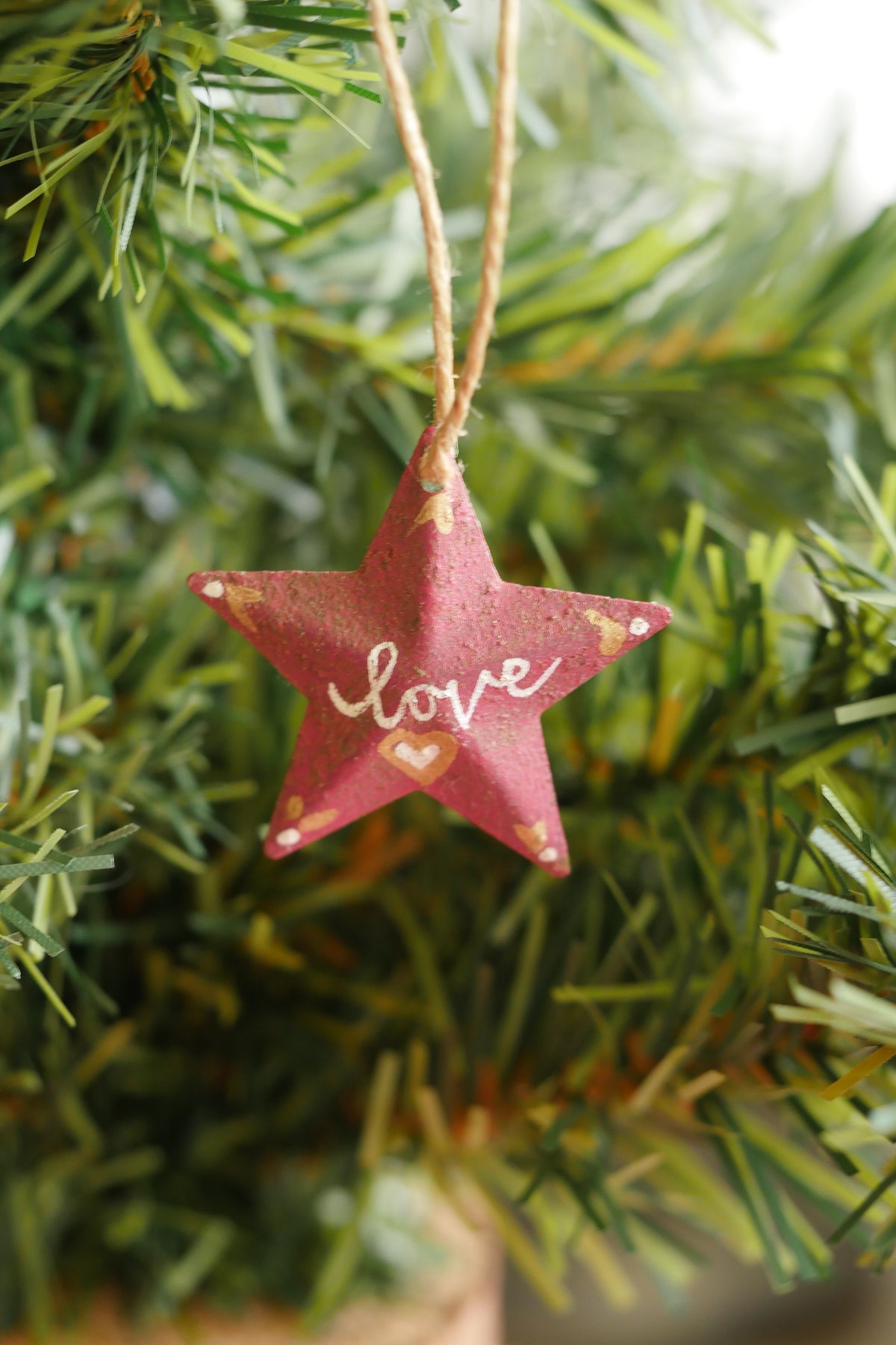 Hand Painted Folk Art Pressed Tin Barn Stars – love