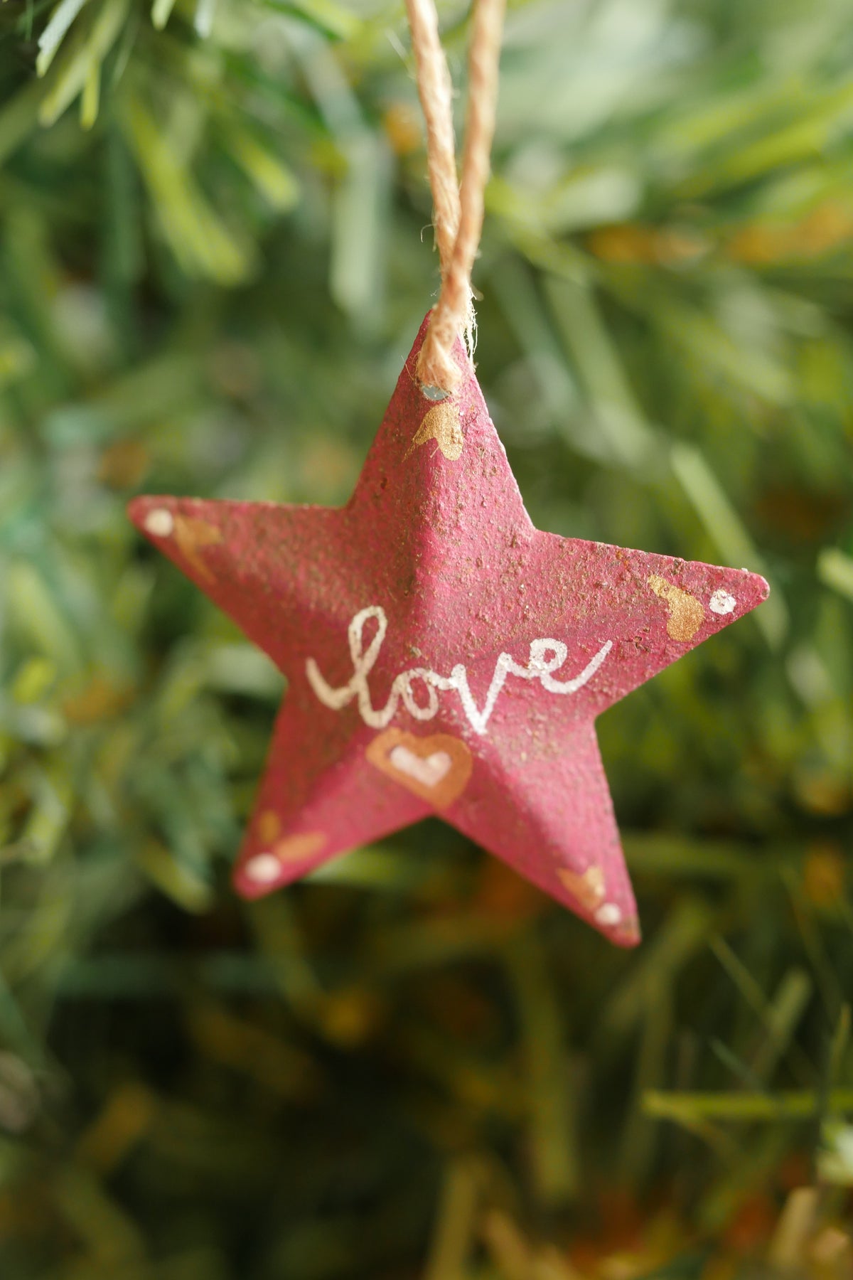 Hand Painted Folk Art Pressed Tin Barn Stars – love
