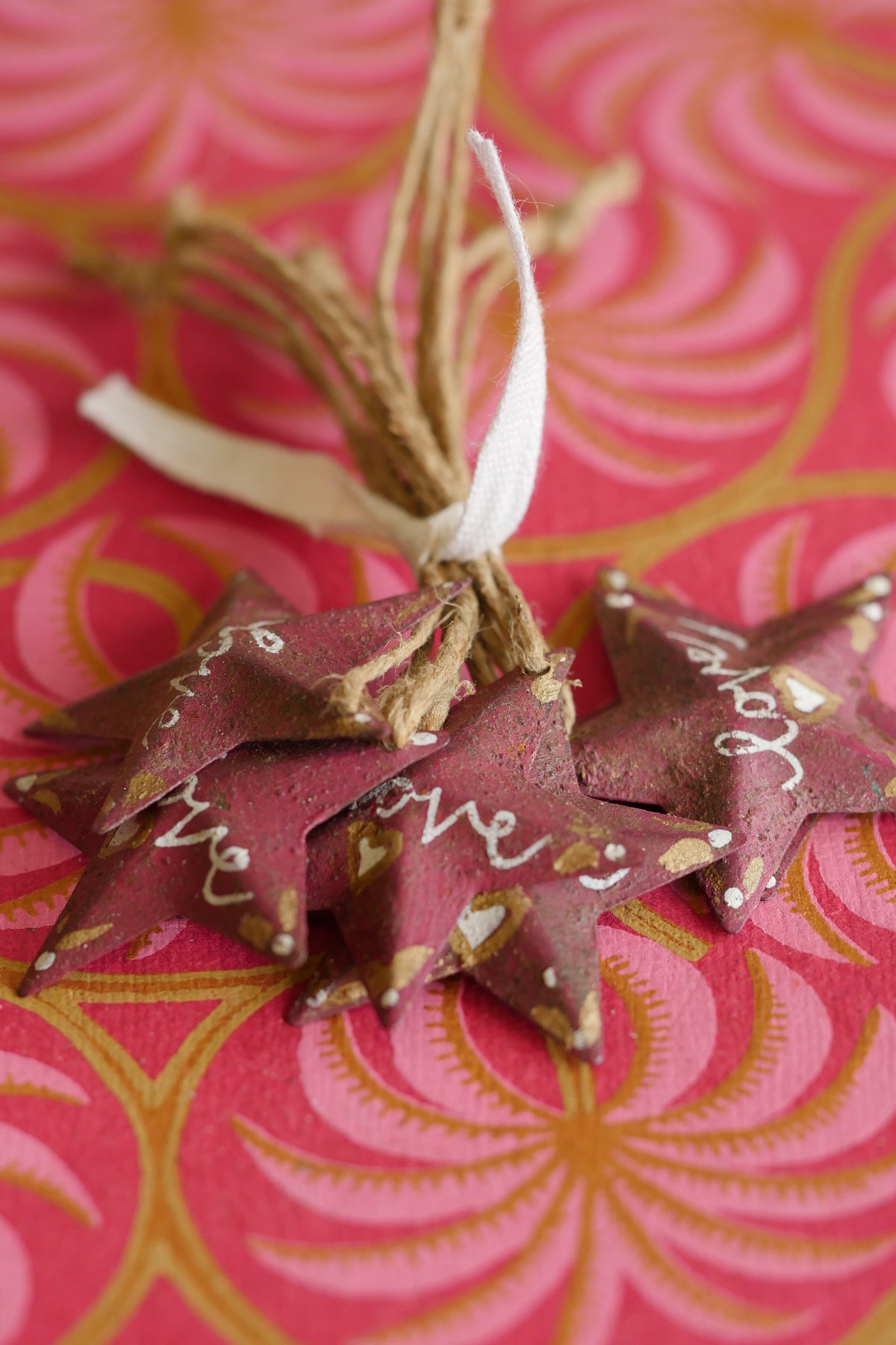 Hand Painted Folk Art Pressed Tin Barn Stars – love