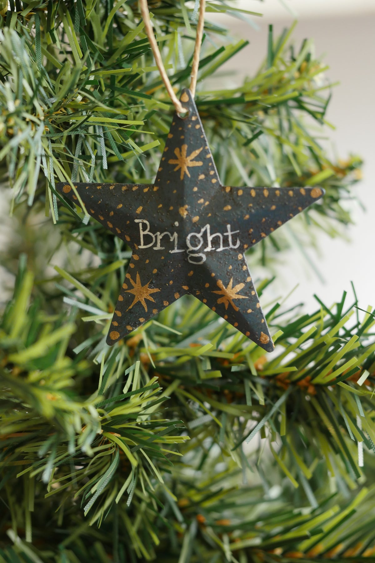 Hand Painted Folk Art medium Pressed Tin Barn Stars – Bright