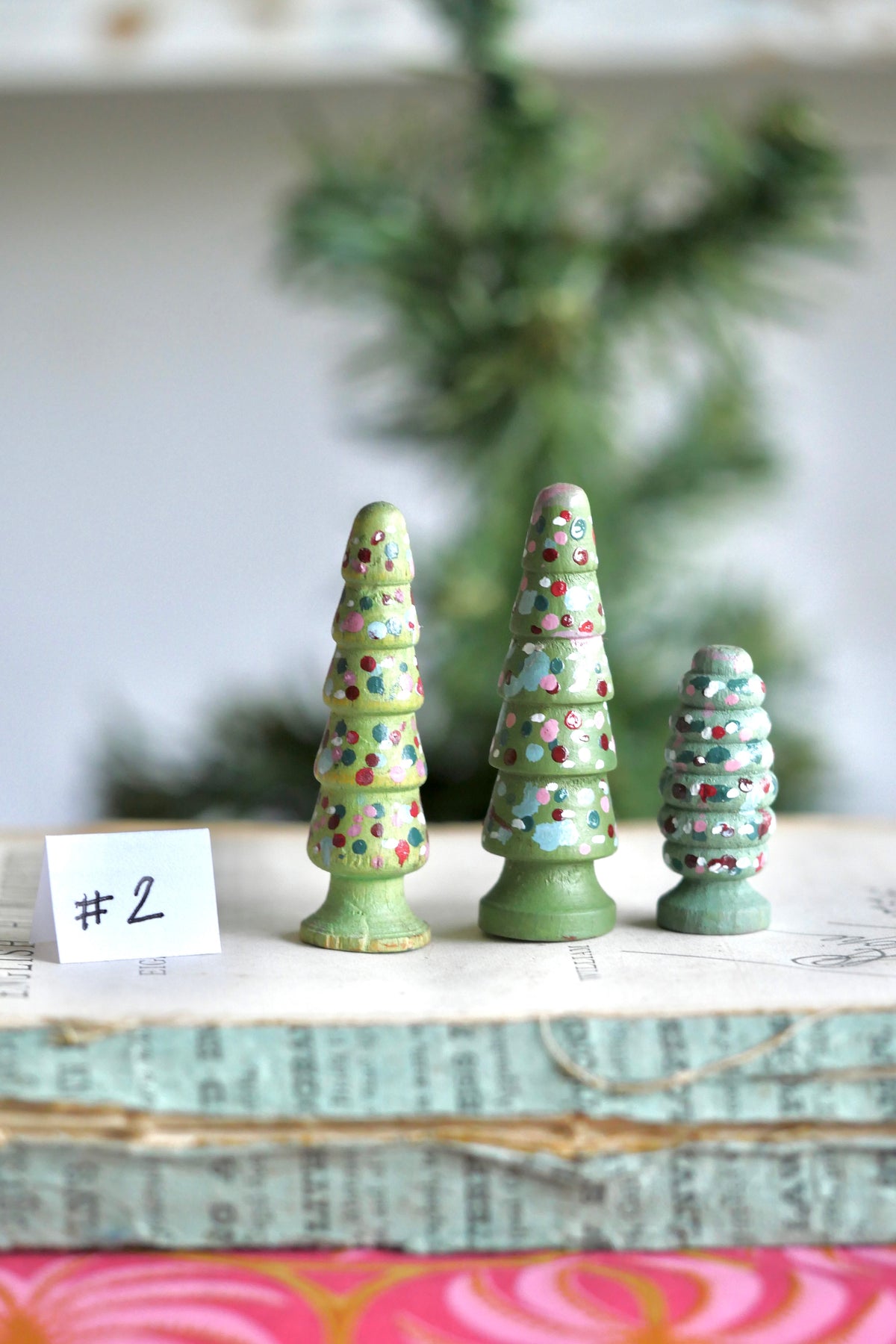 Reworked Vintage German Erzgebirge Turned Wooden Trees – Set of Three #2