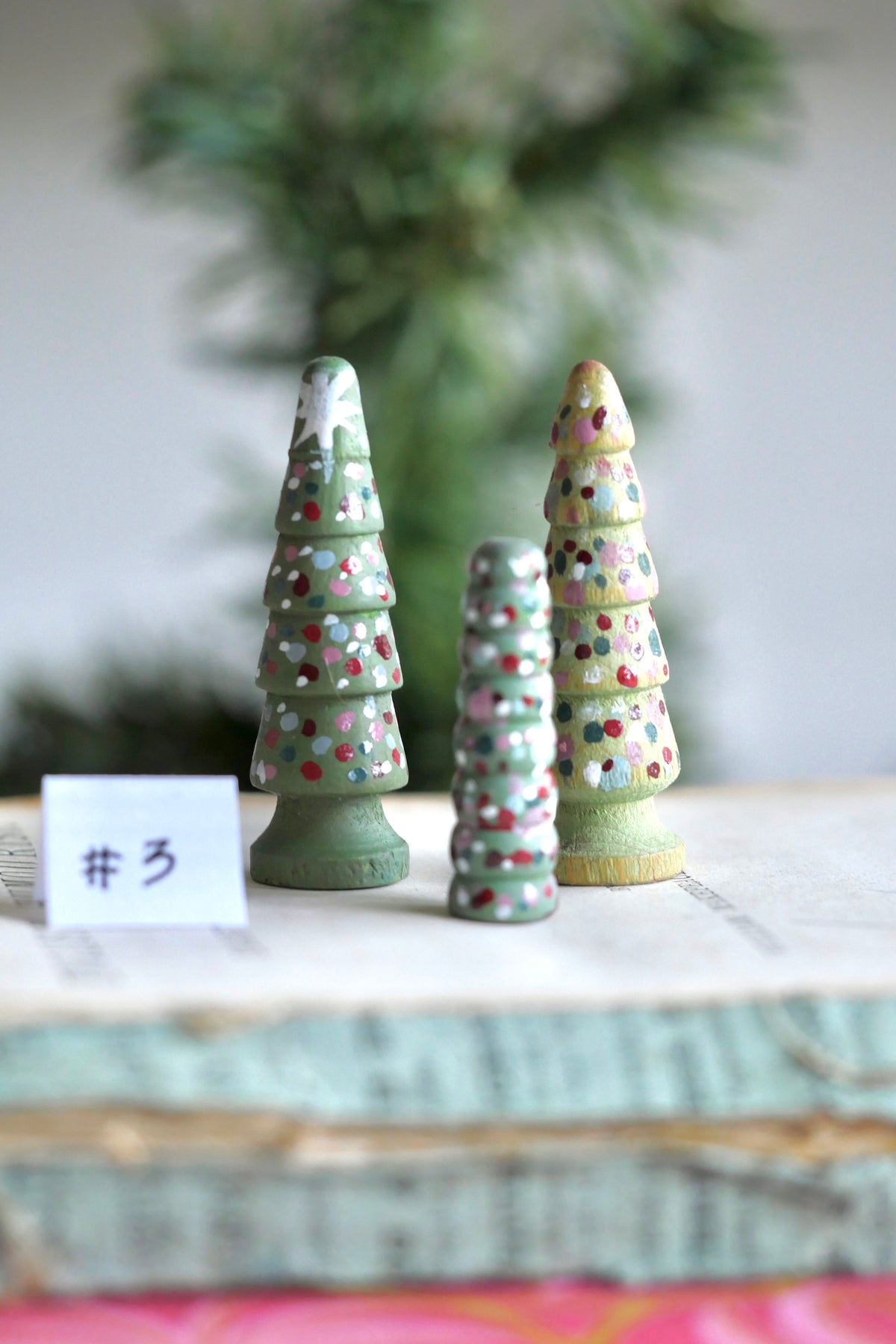 Reworked Vintage German Erzgebirge Turned Wooden Trees – Set of Three #3