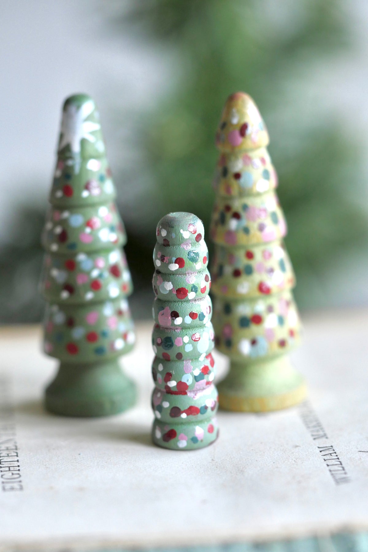 Reworked Vintage German Erzgebirge Turned Wooden Trees – Set of Three #3