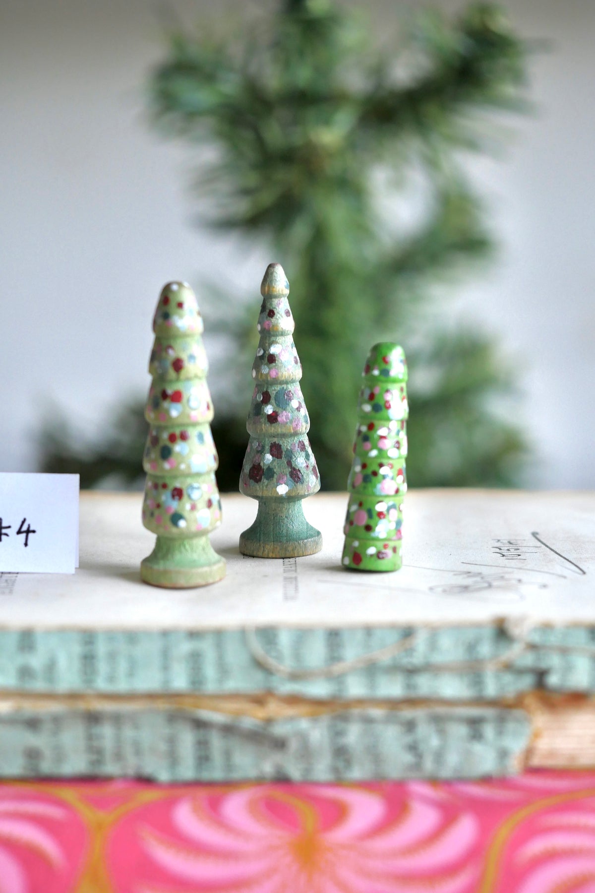 Reworked Vintage German Erzgebirge Turned Wooden Trees – Set of Three #4