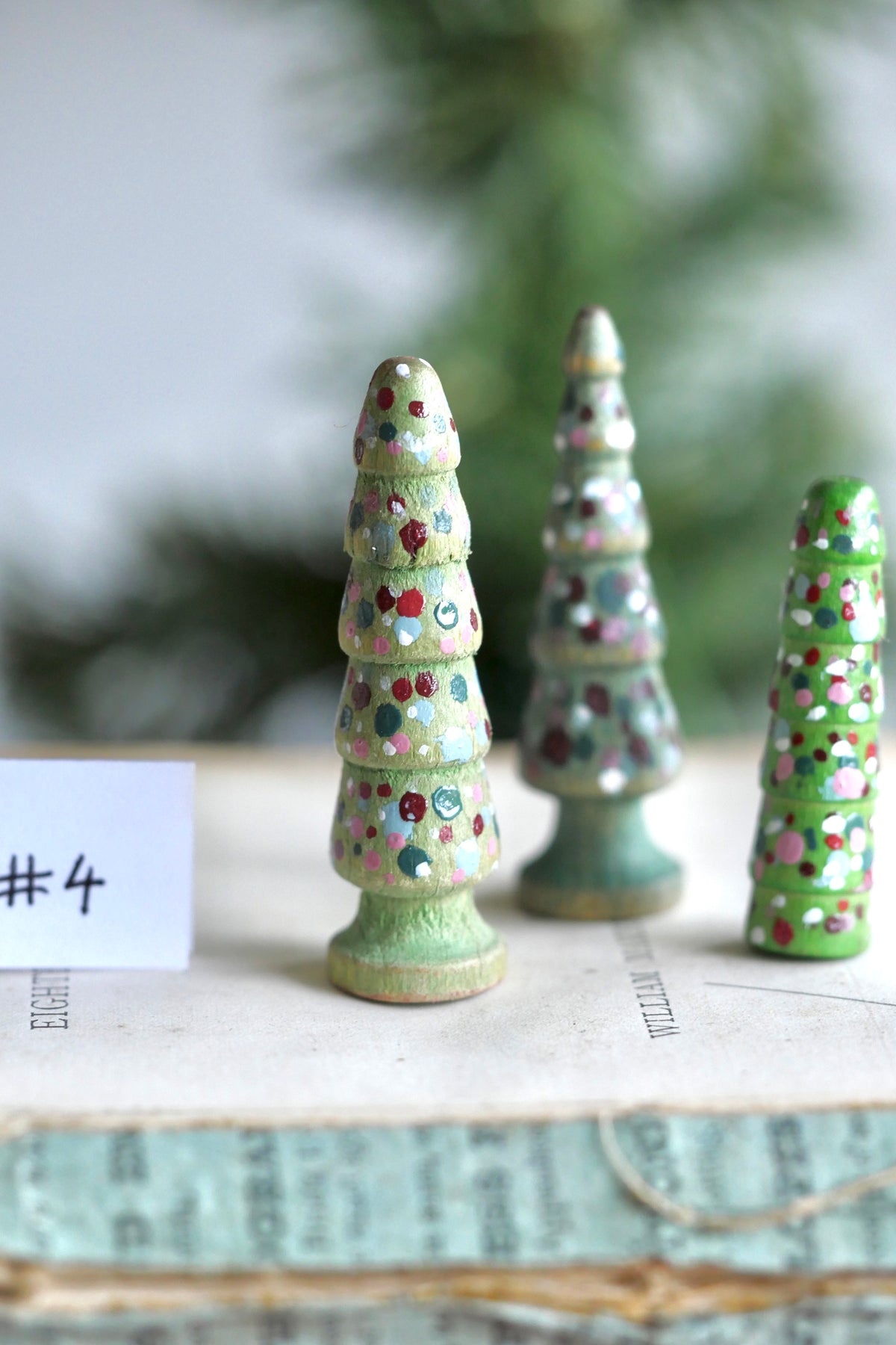 Reworked Vintage German Erzgebirge Turned Wooden Trees – Set of Three #4