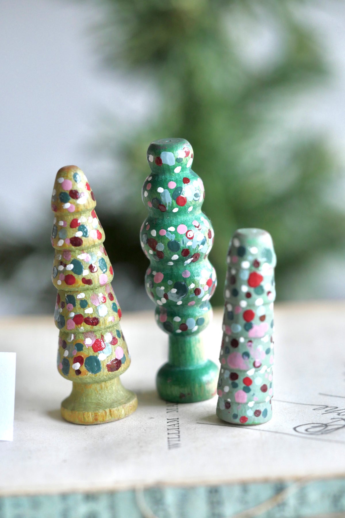 Reworked Vintage German Erzgebirge Turned Wooden Trees – Set of Three #6