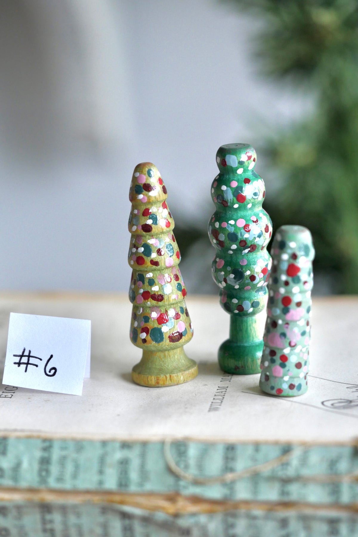 Reworked Vintage German Erzgebirge Turned Wooden Trees – Set of Three #6