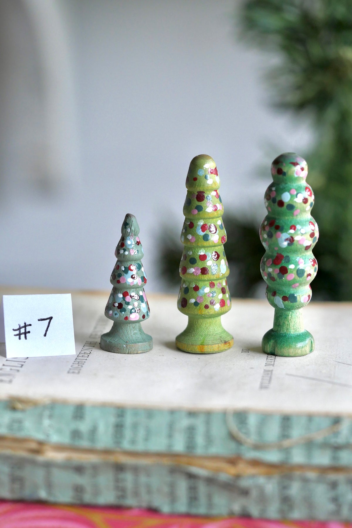 Reworked Vintage German Erzgebirge Turned Wooden Trees – Set of Three #7