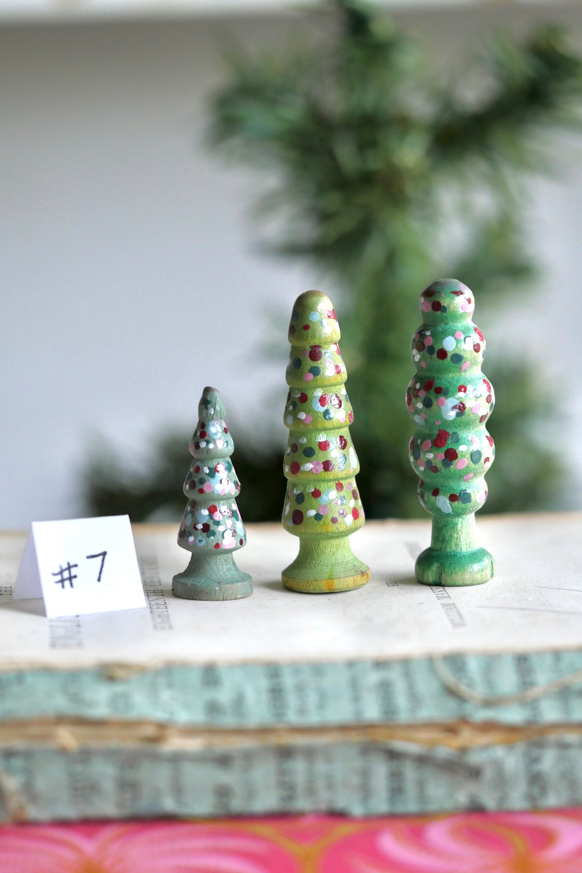 Reworked Vintage German Erzgebirge Turned Wooden Trees – Set of Three #7