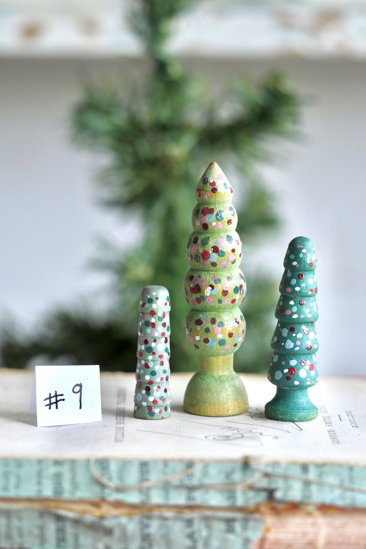 Reworked Vintage German Erzgebirge Turned Wooden Trees – Set of Three #9