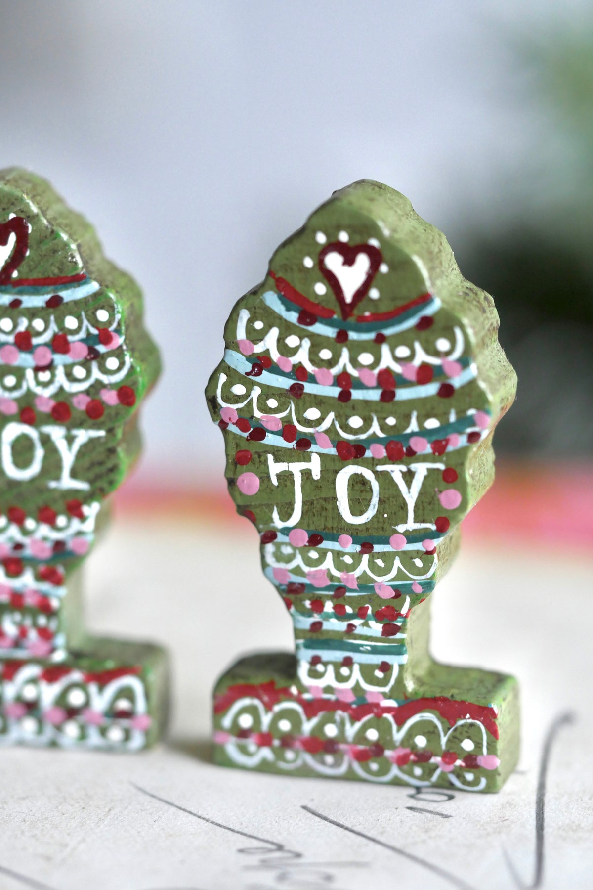 Reworked Vintage German Erzgebirge Wooden Tree - Joy