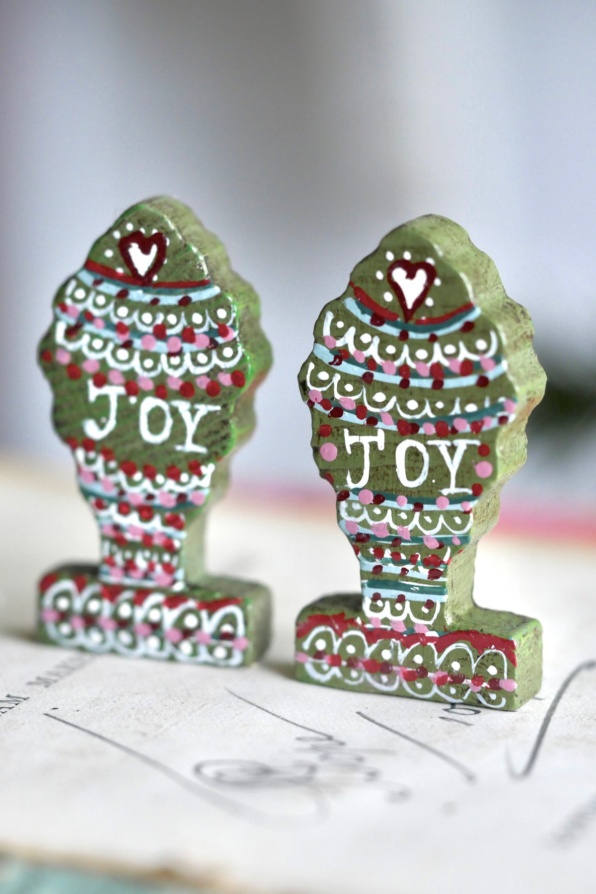 Reworked Vintage German Erzgebirge Wooden Tree - Joy
