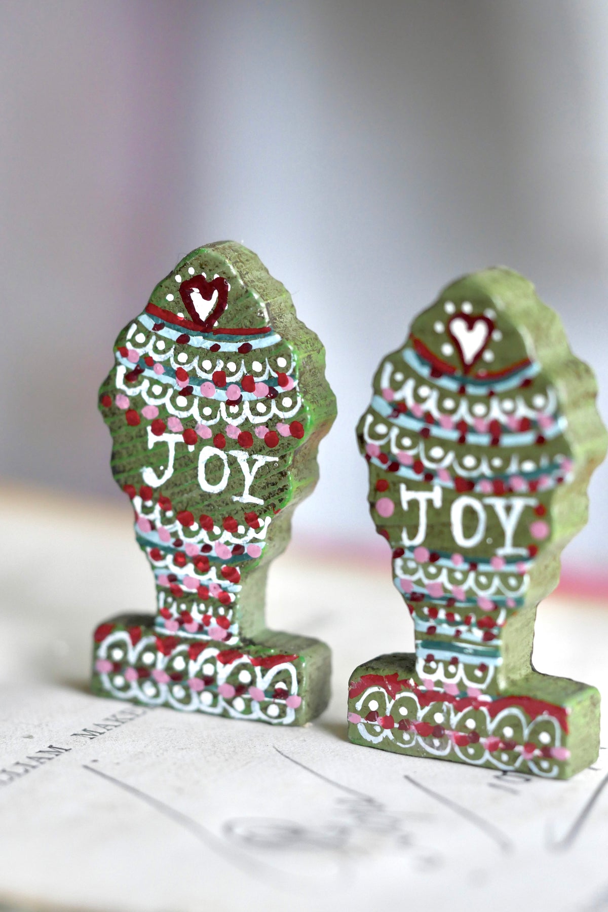 Reworked Vintage German Erzgebirge Wooden Tree - Joy