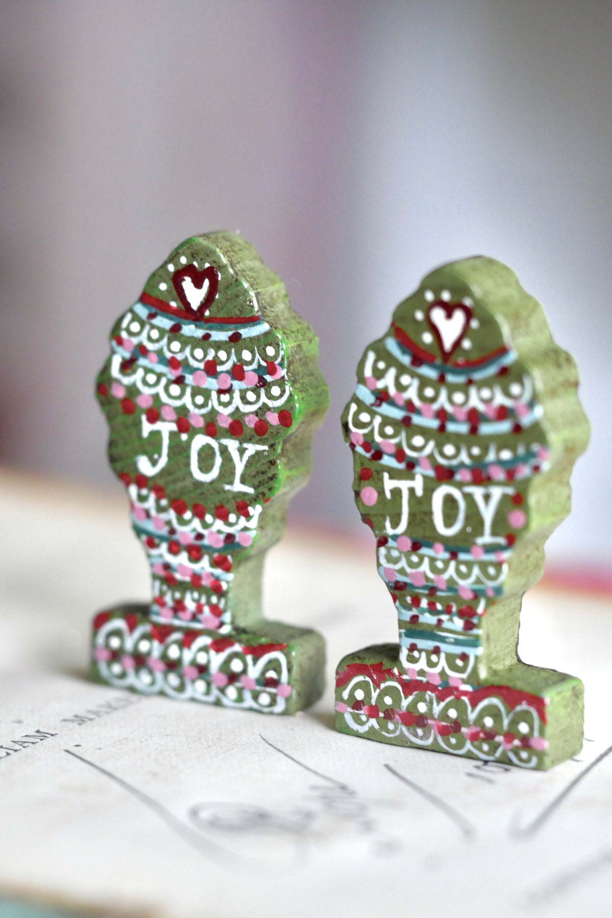 Reworked Vintage German Erzgebirge Wooden Tree - Joy