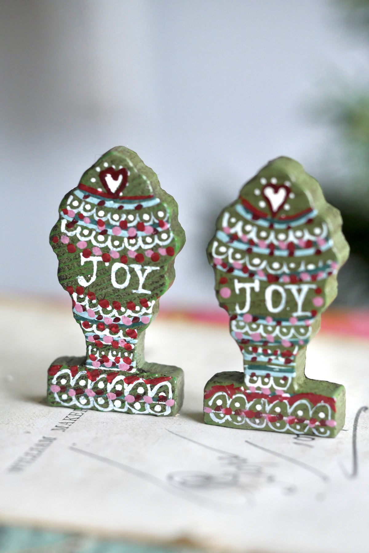 Reworked Vintage German Erzgebirge Wooden Tree - Joy