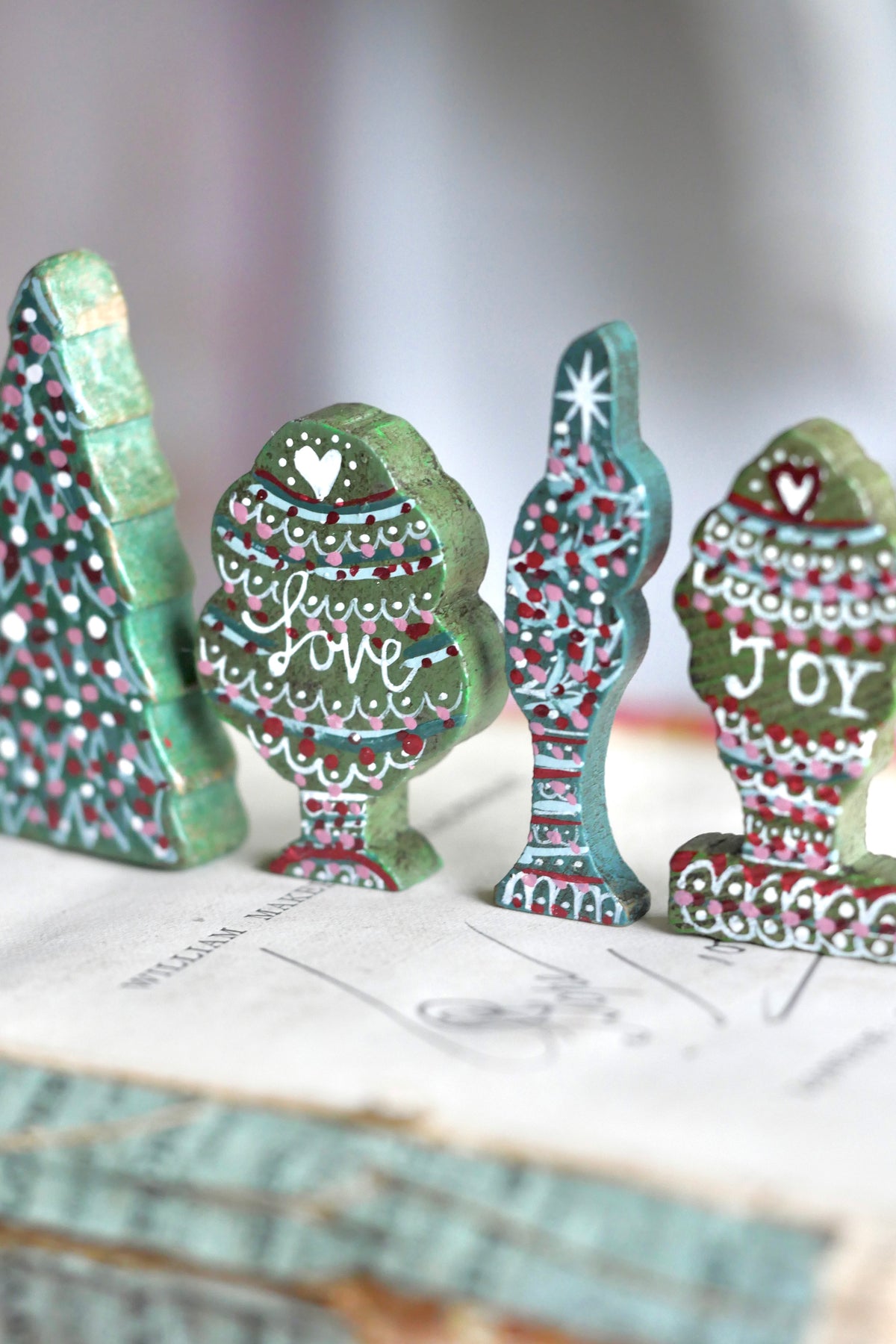 Reworked Vintage German Erzgebirge Wooden Tree - Joy
