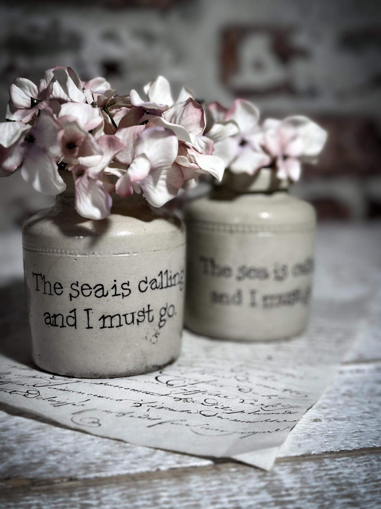 An Antique Caviar Vase Jar with a Hand Painted Inspirational Quote