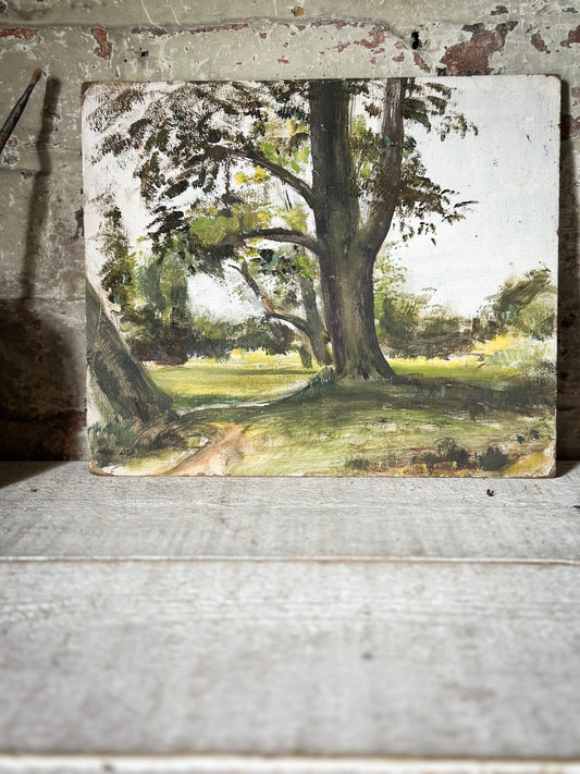 Original Vintage Oil Landscape Study on Daler Board – From the Collection of an English Artist Living in Normandy