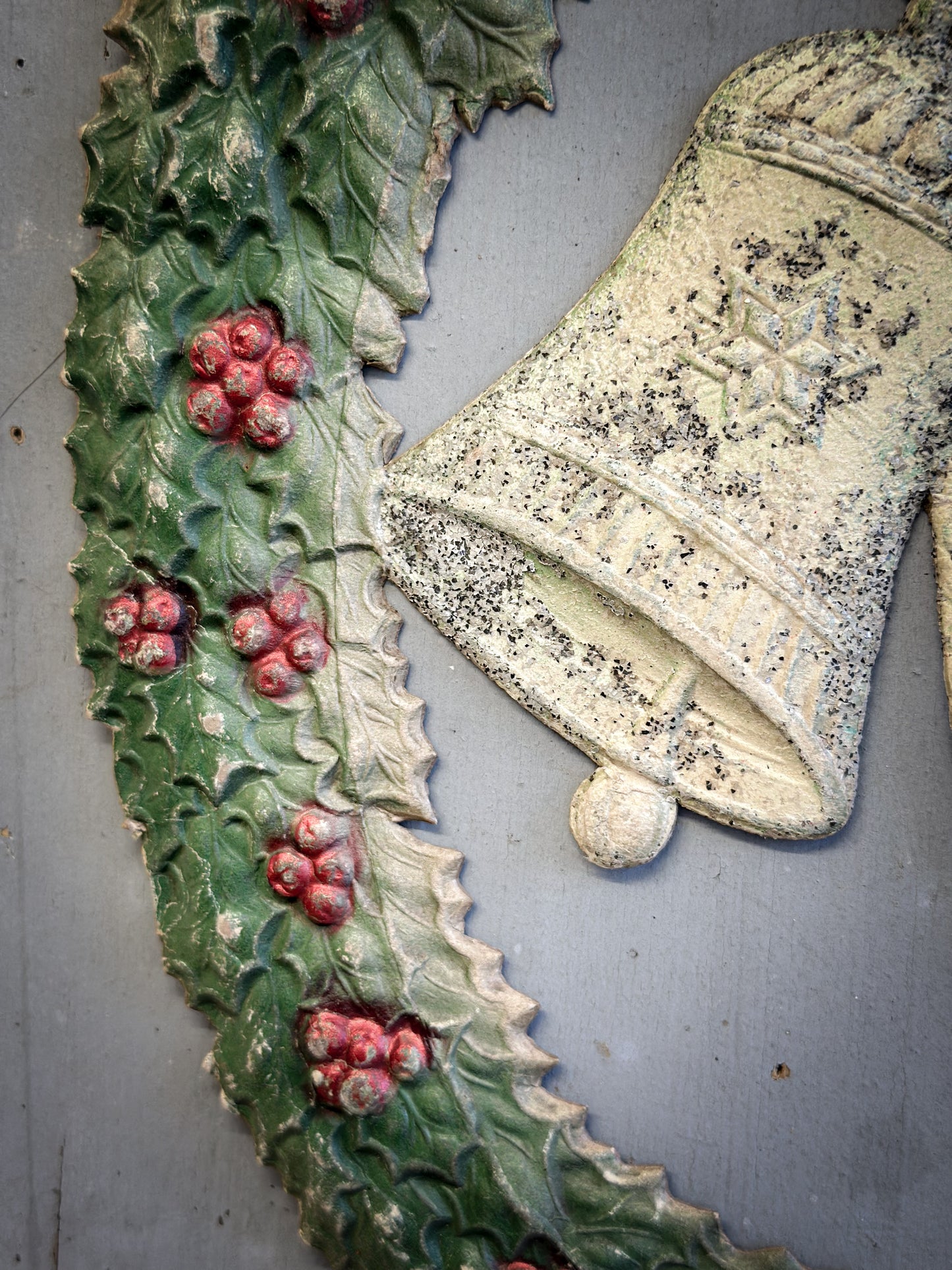 Early–Mid 20th Century Pressed-Paper Christmas Wreath with Twin Bells-oral provenance linking it to the Bletchley Museum collection